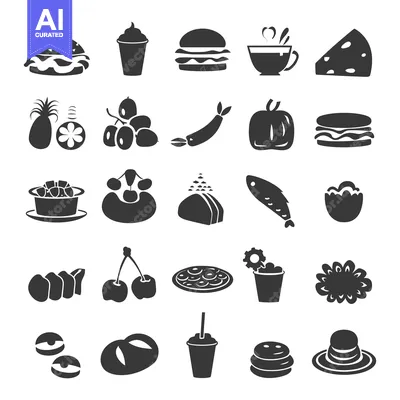 Aset premium populer: Black and White Food Icons