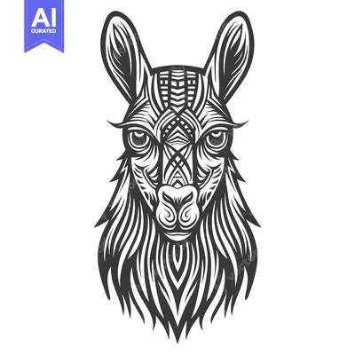 Premium design asset: Black and White  Geometric Llama Illustration