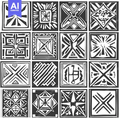 Aset desain premium: Black and White Geometric Pattern Tile Design