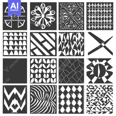 Premium design asset: Black and White Geometric Pattern Tiles