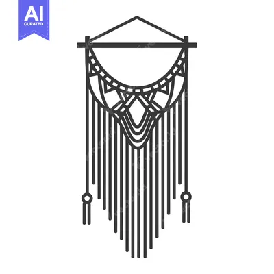 Black and white geometric wall hanging with tassels