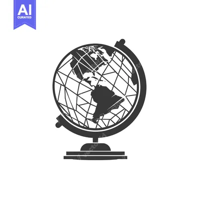Aset desain premium: Black and White Globe with a Stand