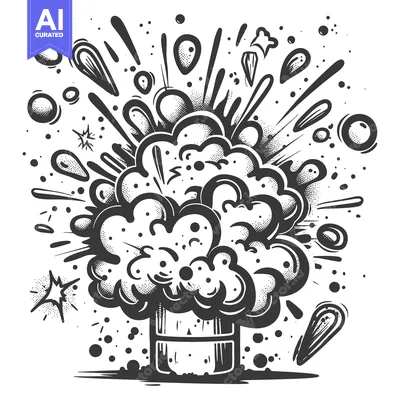 Aset premium populer: Black and White Hand-Drawn Comic Book Explosion