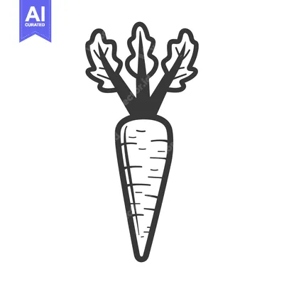 Aset desain premium: Black and White Hand-Drawn Illustration of a Carrot