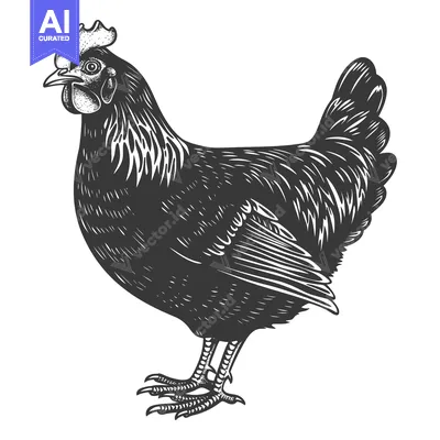 Popular premium asset: Black and white hand-drawn illustration of a hen