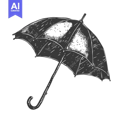 Popular premium asset: Black and white hand-drawn illustration of an umbrella