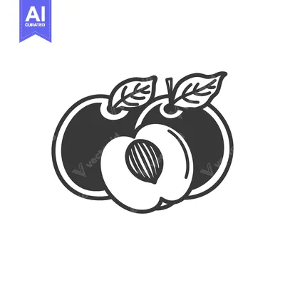Aset premium populer: Black and White Hand-Drawn Illustration of a Peach with a Leaf
