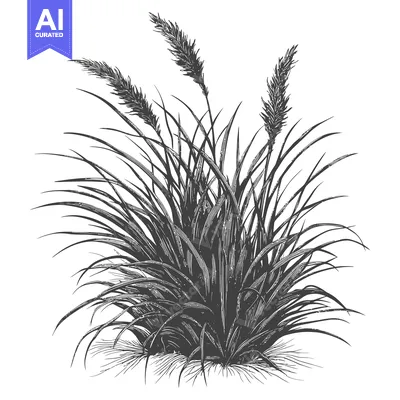 Aset premium populer: Black and White Hand-Drawn Illustration of Tall Grass