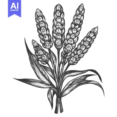 Popular premium asset: Black and White Hand-Drawn Illustration of Wheat Stalks