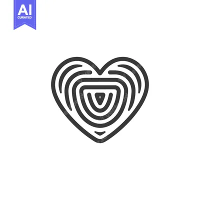 Aset desain premium: Black and white heart with concentric circles design