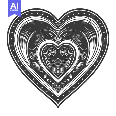 Popular premium asset: Black and White Heart with Native American Design