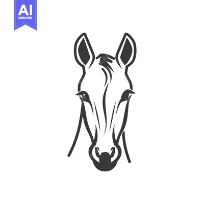 Aset premium populer: Black and White Horse Head Illustration