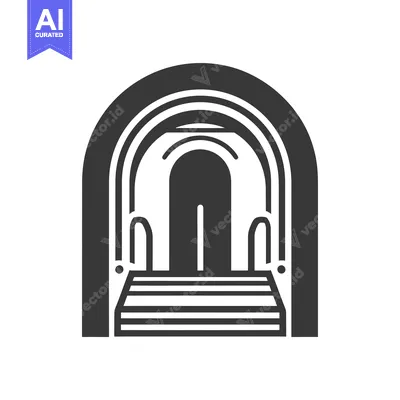 Aset premium populer: Black and White Icon Depicting a Doorway with Steps