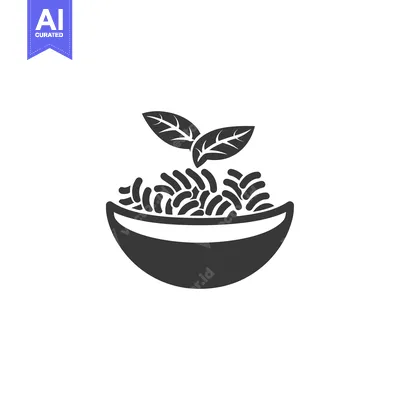 Aset premium populer: Black and White Icon of a Bowl of Pasta with Basil