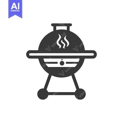 Aset premium populer: Black and White Icon of a Charcoal Grill with Smoke