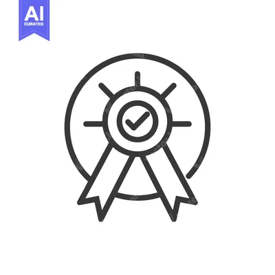 Premium design asset: Black and White Icon of a Checkmark Badge with Ribbon