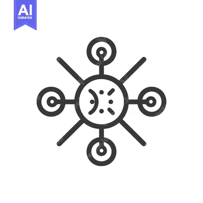 Premium design asset: Black and White Icon of a Circle with Multiple Lines Connected to Smal
