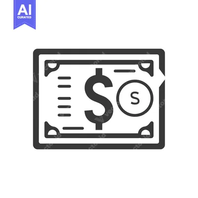 Premium design asset: Black and White Icon of a Dollar Bill with a Coin