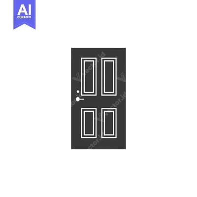 Aset premium populer: Black and White Icon of a Double Door with a Knob and Peephole