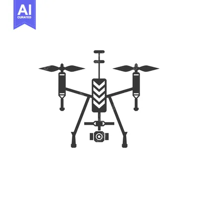 Black and White Icon of a Drone with a Camera