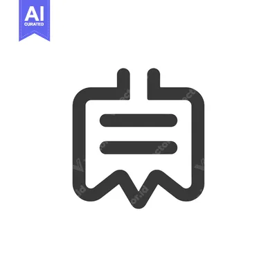 Aset desain premium: Black and White Icon of a Folded Paper Note with a Clip