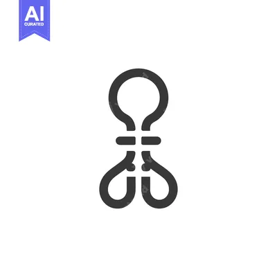 Aset desain premium: Black and White Icon of a Knot with a Circle on Top