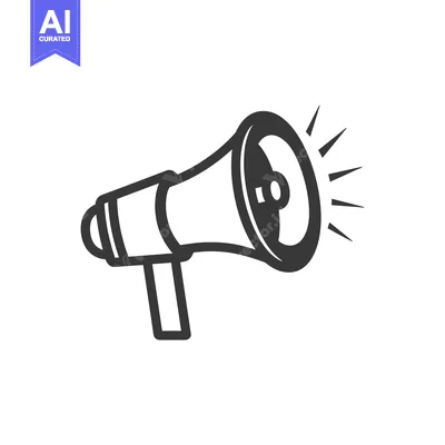 Aset premium populer: Black and White Icon of a Megaphone with a Starburst Behind It