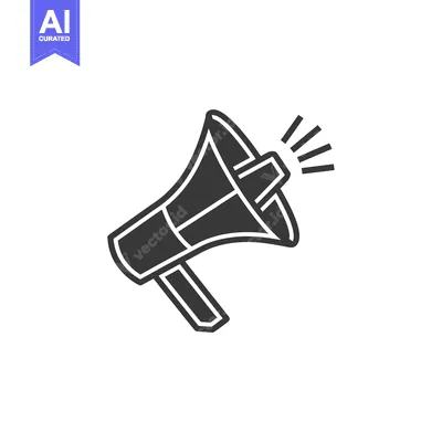 Aset desain premium: Black and White Icon of a Megaphone with Sound Waves