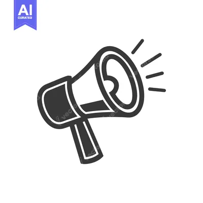 Aset premium populer: Black and White Icon of a Megaphone with Sound Waves