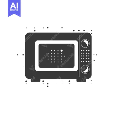 Premium design asset: Black and White Icon of a Microwave Oven