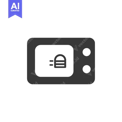 Aset premium populer: Black and White Icon of a Microwave with a Hamburger Inside