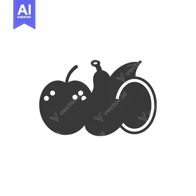 Aset premium populer: Black and white icon of an apple, pear, and coconut