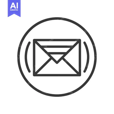 Aset desain premium: Black and white icon of an email notification