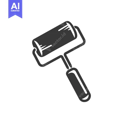 Aset desain premium: Black and White Icon of a Paint Roller
