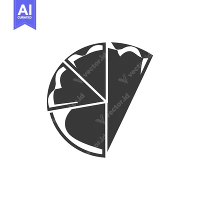 Premium design asset: Black and White Icon of a Pizza Slice