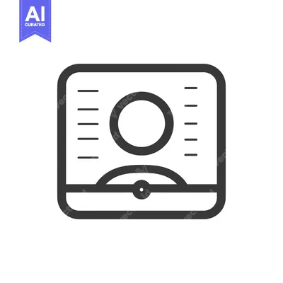 Aset desain premium: Black and White Icon of a Profile with Data Lines