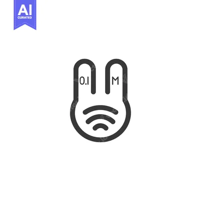 Aset desain premium: Black and White Icon of a Rabbit with Wi-Fi Symbol