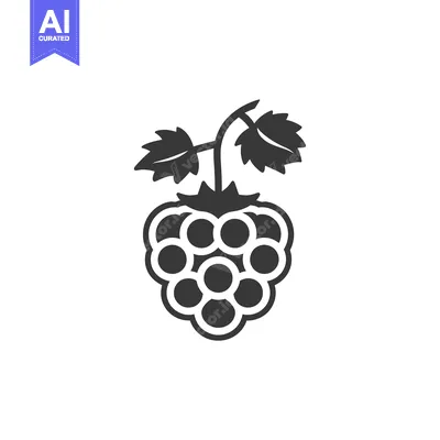 Popular premium asset: Black and white icon of a raspberry with leaves