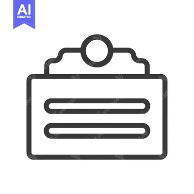 Premium design asset: Black and White Icon of a Rectangular Menu with Rounded Corners and a