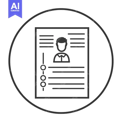 Black and White Icon of a Resume with a Profile Picture