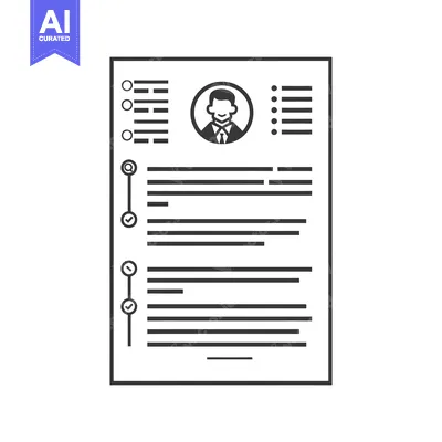 Black and White Icon of a Resume with Profile Picture