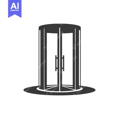 Premium design asset: Black and White Icon of a Revolving Door