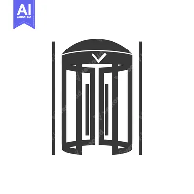 Aset desain premium: Black and White Icon of a Revolving Door