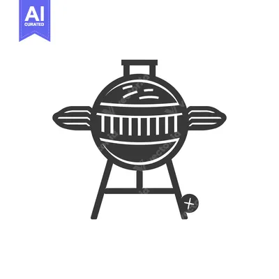 Aset desain premium: Black and White Icon of a Round Grill on a Stand