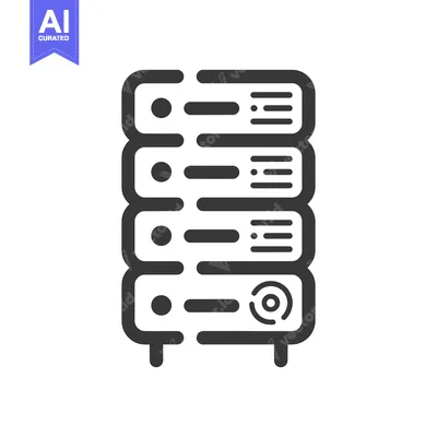 Black and White Icon of a Server with Four Compartments