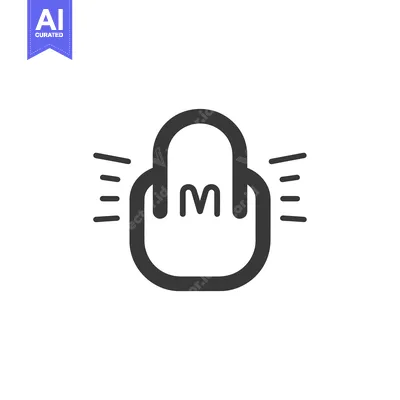 Aset desain premium: Black and White Icon of a Shopping Bag with a Letter M