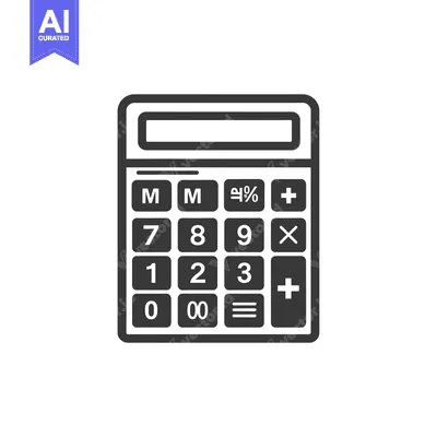 Aset desain premium: Black and White Icon of a Simple Calculator