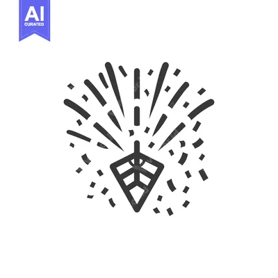 Aset premium populer: Black and White Icon of a Single Firework Exploding