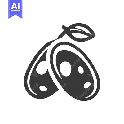 Aset premium populer: Black and White Icon of a Single Jujube Fruit