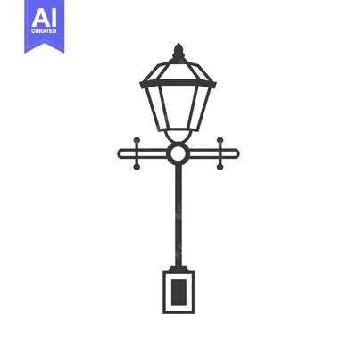 Black and White Icon of a Streetlamp with a Single Light